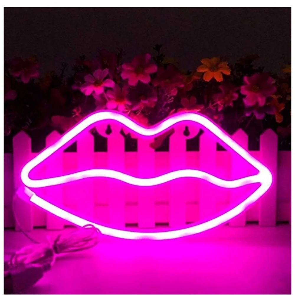 Pink Lip Shaped Neon Signs